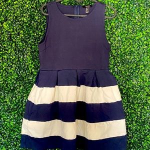 Navy Blue And White Striped Dress